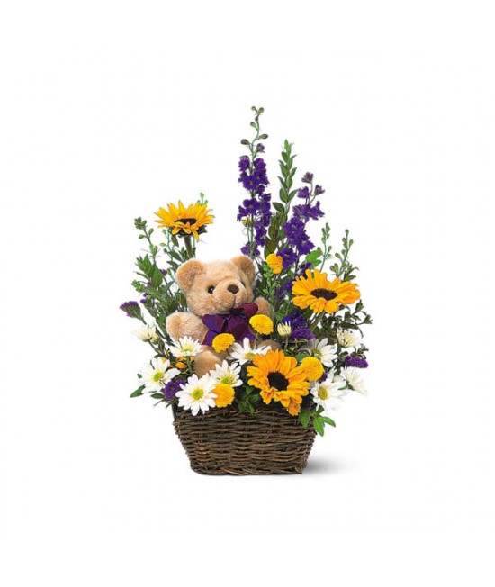Fleurs avec ourson